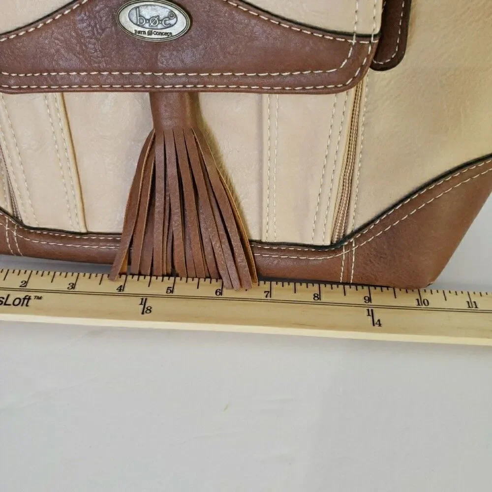 B.O.C. Born Concept Purse Handbag Tan Brown Shoulder Bag Pockets Western Country - Picture 6 of 8